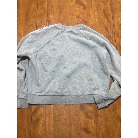 Vans I Love My Vans Arm Stripe Crewneck Grey Sweatshirt Crop Women's Medium - Picture 5 of 6